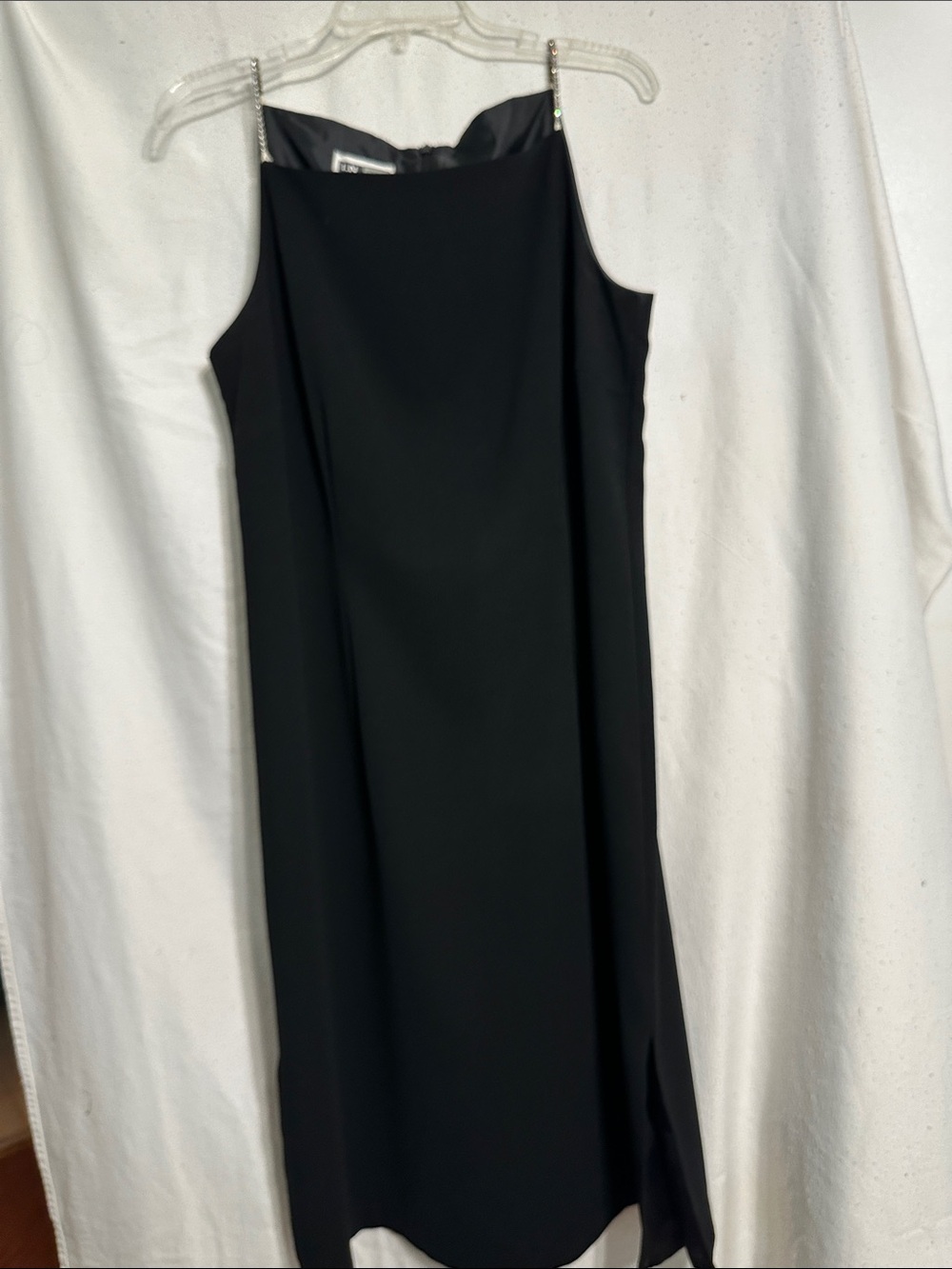 I.N. Studio Black Strapless Slip Dress with rhinestones Straps